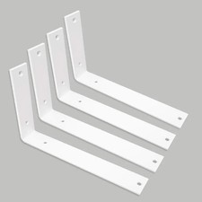 WINKER 10" Heavy Duty White Metal Shelf Brackets – L-Shaped Wall Support