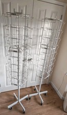 2x 40 Pockets Rotary Floor Standing Card Display 5 Sides carousel, white holder