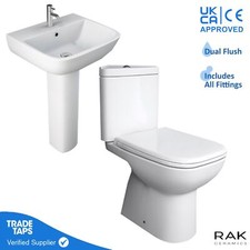 RAK Close Coupled Corner Toilet Origin Basin CC WC Bundle Pedestal Bathroom Set