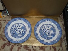 royal norfolk willow pattern set of 2x dinner plates 27cm diameter