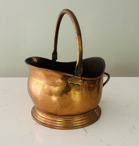 Antique copper coal bucket - copper,