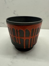 Roth West Germany Studio Art pottery red black drip glazed fat lava vase pot vgc