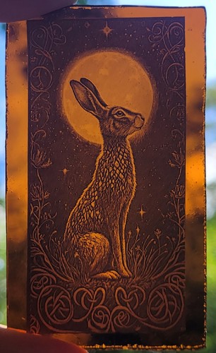 Stained glass hare permanently - glass,