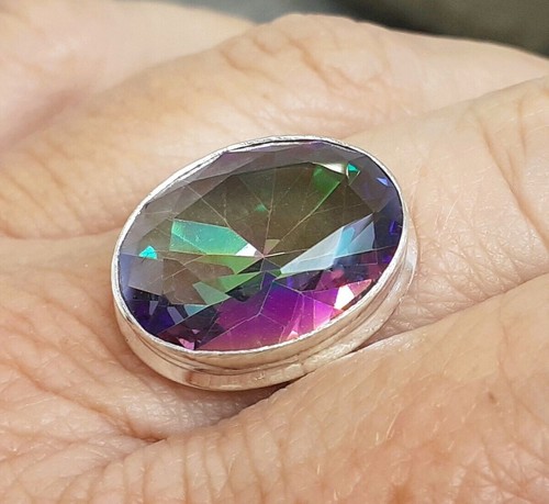 925 silver mystic topaz ring - silver,