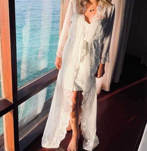Bridal robe white long - long, floor