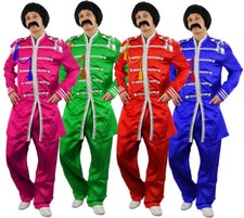 1960'S SERGEANT PEPPER COSTUME CHOOSE COLOUR POP SGT ICON HIPPY FANCY DRESS