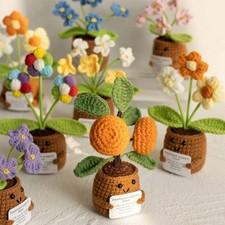 Crochet Knitted Flower Plant Pot - Desktop Emotional Support Gift Positivity Wor