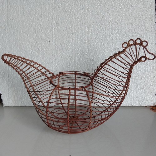 Metal wire egg basket hen - metal,