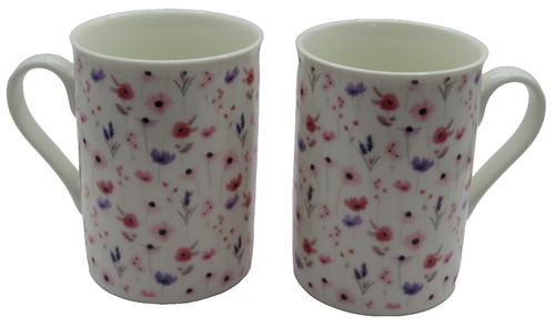 Pastel flowers mug fine - flowers, bone