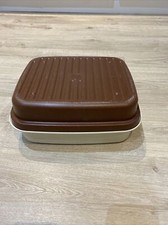 Vintage Tupperware Brown/Cream Bread/Meat Storage Container 1469 Lid 1470 Camper