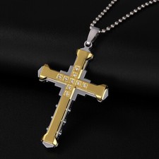 New Cross Pendants Necklaces Long Link Chains Religious Christian Crucifix Gold