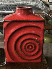 Vintage West German Pottery Steuler Zyklon Vase 190 / 10 In Red - Carl Zalloni