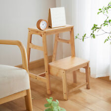 Bamboo 2-Tier Non-Slip Folding Step Stool 3-in-1 Ladder, Chair, Display Rack