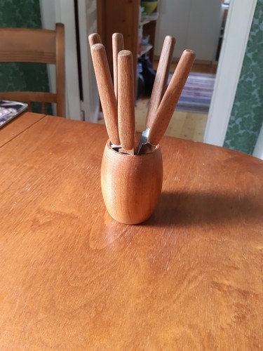 Solingen teak knife set - , with