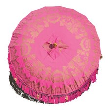 Bali Sun Parasol Pink & Gold Balinese Garden Umbrella Handmade Traditional