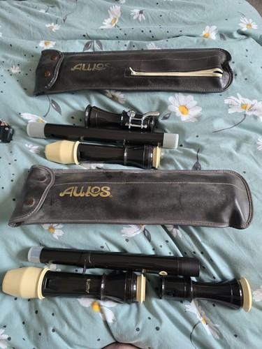 Aulos recorders with - 2x, cases