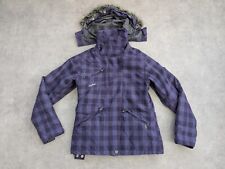 Surfanic Jacket Womens S Plaid Waterproof Ski Snowboard Coat Faux Fur Hood Y2K