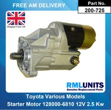 Starter Motor For Toyota Hiace 3.0D 1998-2004 2986cc 12V 2.5 Kw