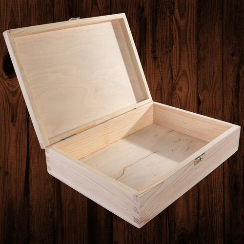 Plain shallow wooden box - shallow,