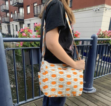 Orla Kiely Orange Fabric Messenger Crossbody bag, Shoulder bag, Handmade
