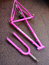 GT Outpost Tange MTB Steel Frame & Fork - 16" Frame - Retro Vintage - Pink