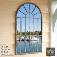 60cm Rustic Outdoor Garden Arch Mirror Panel Wall Mounted Distressed Metal Frame