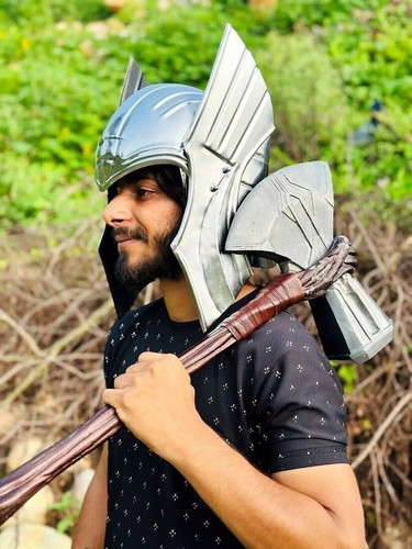 Medieval thor helmet - medieval, axe