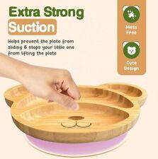 Bamboo Plates Baby - Bamboo Suction Plates Baby for Weaning and Feeding, Bamboo
