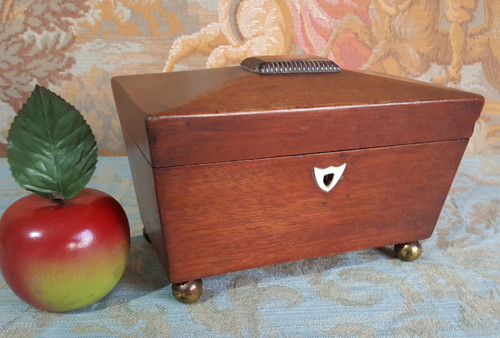 Antique wooden tea caddy wood - tea,