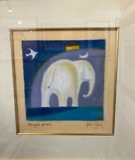 Adam Barsby Original Painting Starlight Arrivals Elephant matted for framing