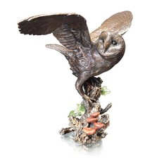 Bronze  Barn Owl Bird with Ivy