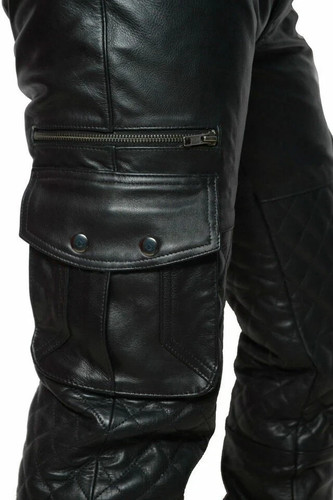 Black leather biker trousers - black,