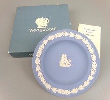 Wedgwood Blue Jasperware Tray / Dish: Zodiac Compotier Gemini. Box. Round 4 3/8"