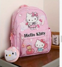 Sanrio Hello Kitty Backpack Pink Lightweight School Bag with Charm & Pockets