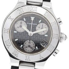 CARTIER CHRONOSCAPH W10198U2 Date black Dial Quartz Ladies Watch_902042