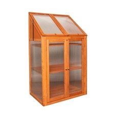 Mini Wooden Greenhouse Polycarbonate Grow House DoubleDoor Wooden Green House