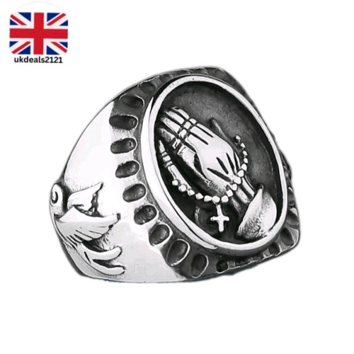 Mens signet ring praying hands - ring,