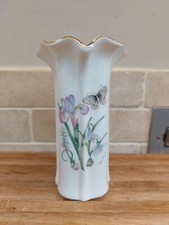 Vtg Leonardo Collection Helen Phillipps Posy Vase Snowdrops Butterfly Bone China