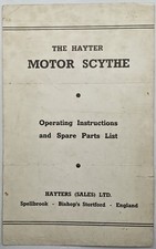Original Hayter Motor Scythe Operating Instructions & Spare Parts List, c 1950's