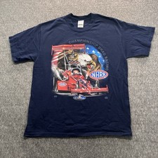 Men’s NHRA T-Shirt Championship Drag Racing National Dragster USA Eagle Blue L
