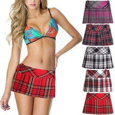 WOMENS LADIES 9" MINI SKATER SKIRT KILT TARTAN PLEATED MICRO SHORTS GIRLS 8-14