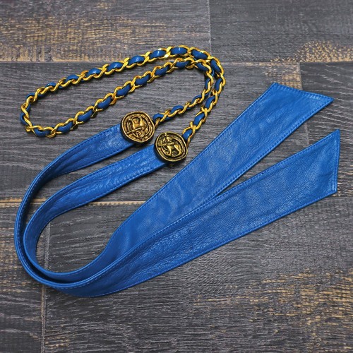 Chanel gold plated blue - chanel,