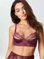 Ann Summers Krystie Aubergine  Peep Bra Large +  Crotchless Briefs  XL