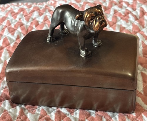 Rare vtg bulldog box bronze - rare,