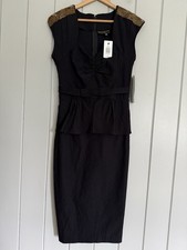 NWT Stop Staring! Dress 12 Sweetheart Bling Peplum Fitted Black Beaded NEW