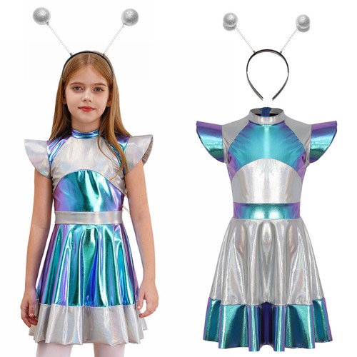 Girls alien costume shiny - uk,