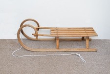 Vintage old wooden sleigh wooden sledge snow curly front - FREE DELIVERY