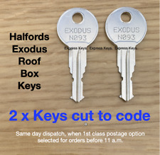 2 x Halfords Exodus Roof Box Keys, Rail, Bar  Cut to Code Number  N001 - N200
