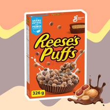 Reese’s Puffs Cereal 326g - Peanut Butter & Chocolate Flavoured Whole Grain Corn