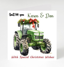 Personalised  Christmas Tractor Card, Farmer Christmas card with Tractor